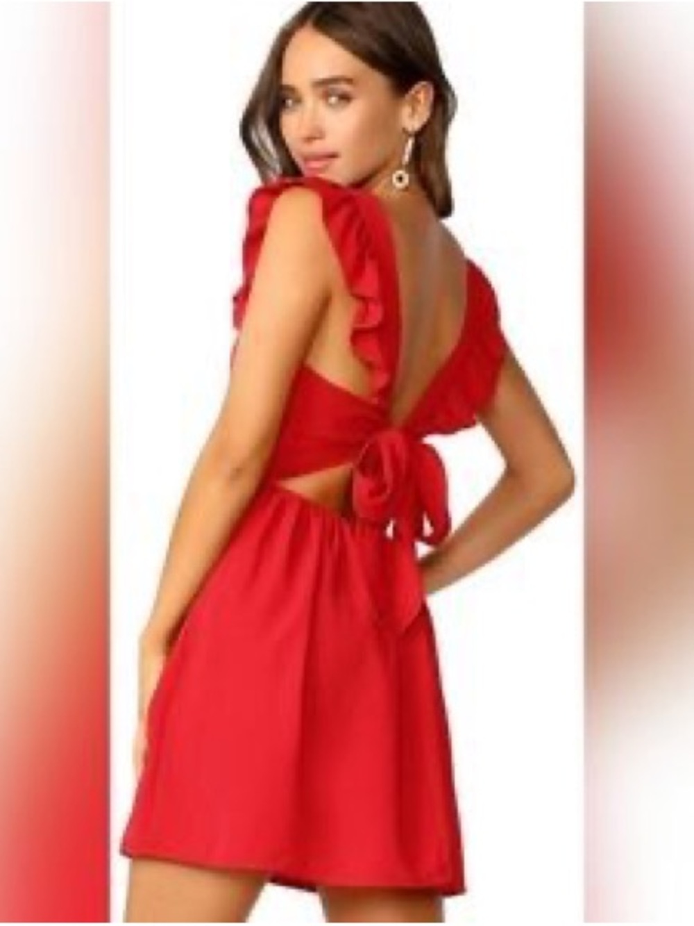 miami Red Ruffle Tie-Back Mini Dress
